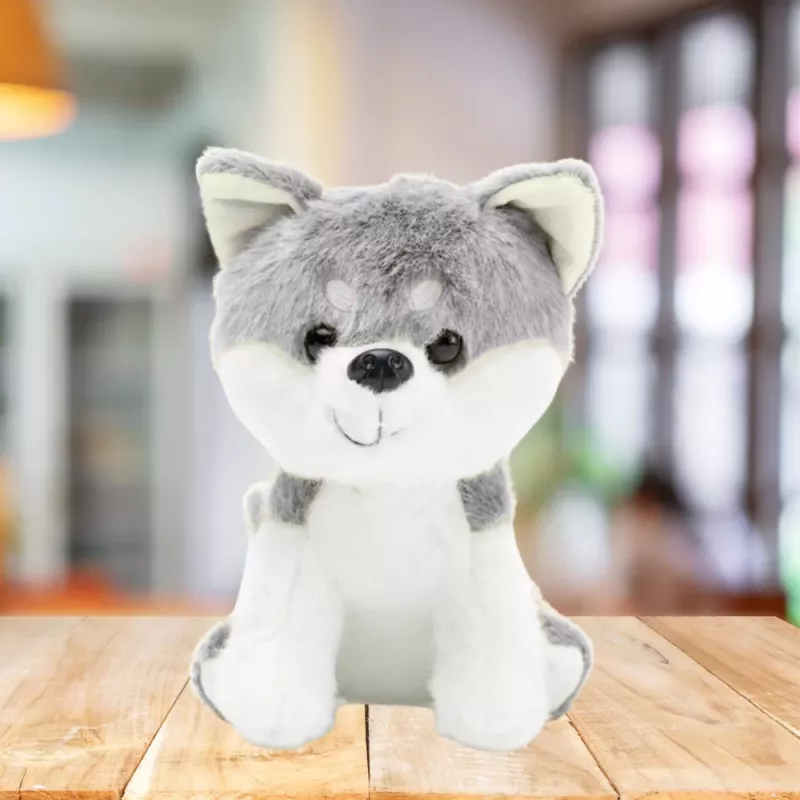 LEAN TOYS Mascota de peluche lobo blanco gris 20 cm