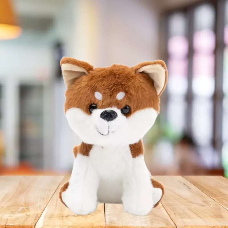 LEAN TOYS Mascota de peluche perro pequeño Shiba Inu blanco marrón 20 cm