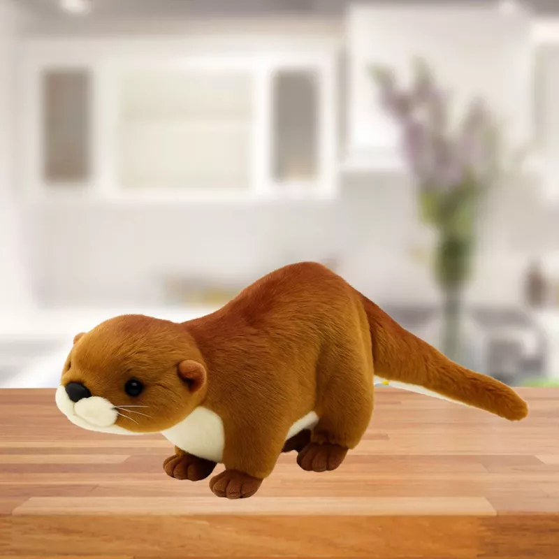 LEAN TOYS Mascota de peluche nutria blanco marrón 50cm