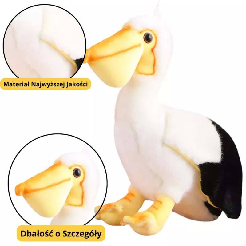 LEAN TOYS Peluche pelícano pájaro peluche mascota peluche 24cm