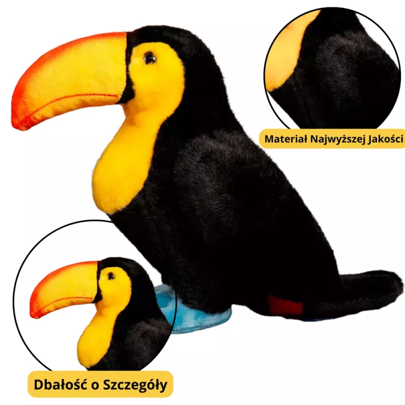 LEAN TOYS Peluche tucán negro 25 cm