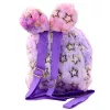 Mochila de peluche LEAN orejas estrellas doradas niños morado rosa