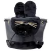 Mochila infantil LEAN con orejas de peluche, correa ajustable, negra, 22 cm, 4 L