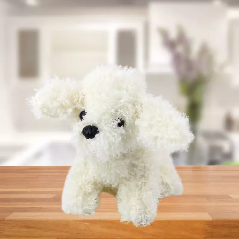Peluche LEAN TOYS, perro caniche en miniatura, blanco, 20 cm
