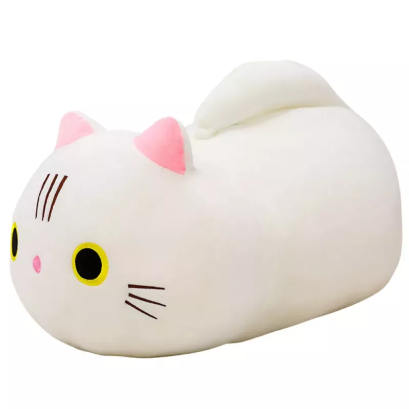 Peluche mascota LEAN TOYS, gato con cola larga, blanco, 40 cm