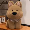 Peluche LEAN TOYS, perro de peluche con bufanda, marrón, 25 cm
