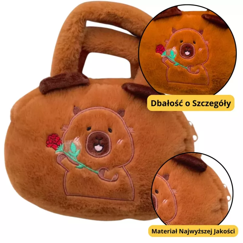 Bolso de peluche LEAN TOYS, capibara con rosa, marrón, 20 cm