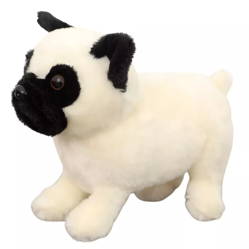 Peluche LEAN TOYS, perro carlino, blanco, 19 cm