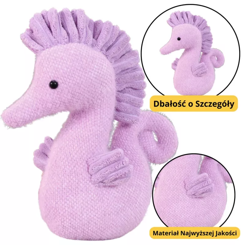 LEAN TOYS Mascota de peluche caballito de mar lila 25cm