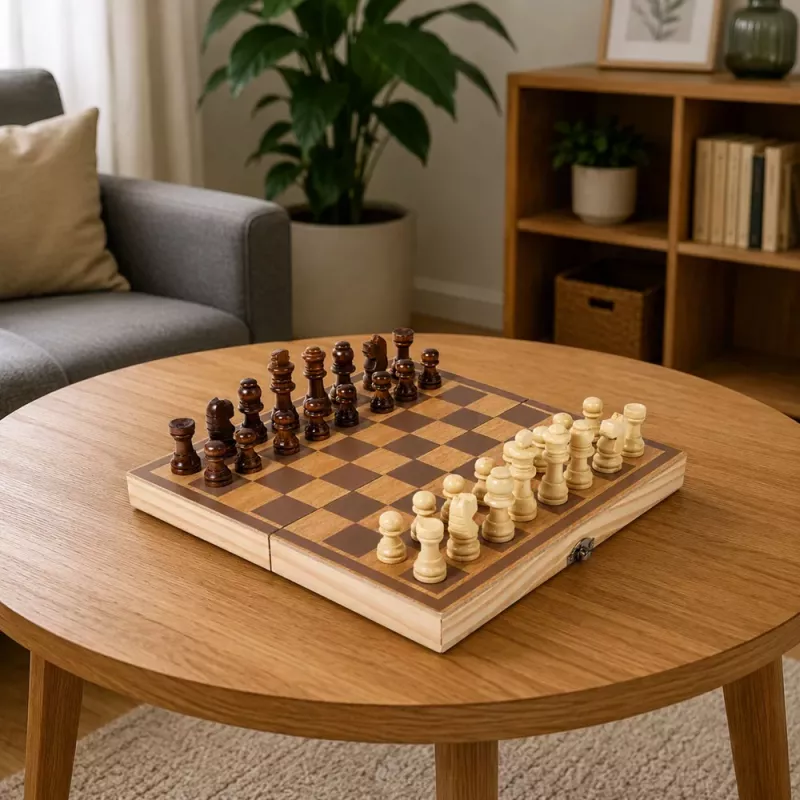 LEAN TOYS Juego de lógica clásico ajedrez de madera maletín plegable tablero