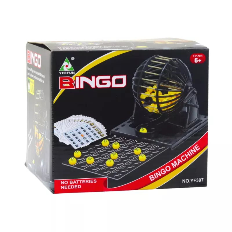 LEAN TOYS Juego de bingo familiar clásico 80 bolas 20 cartones máquina de sorteo