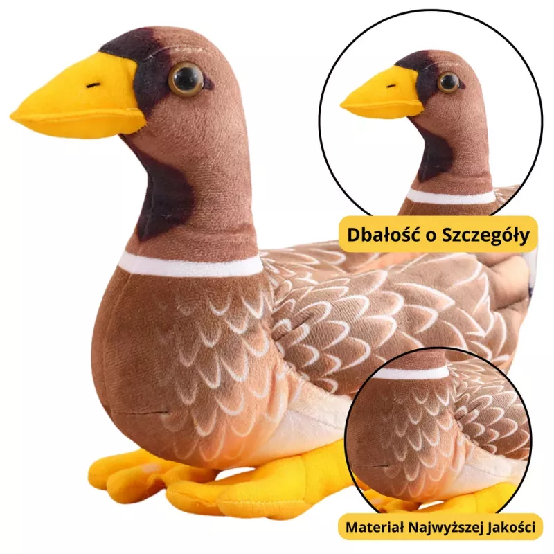 LEAN TOYS Mascota de peluche pato marrón amarillo 28cm