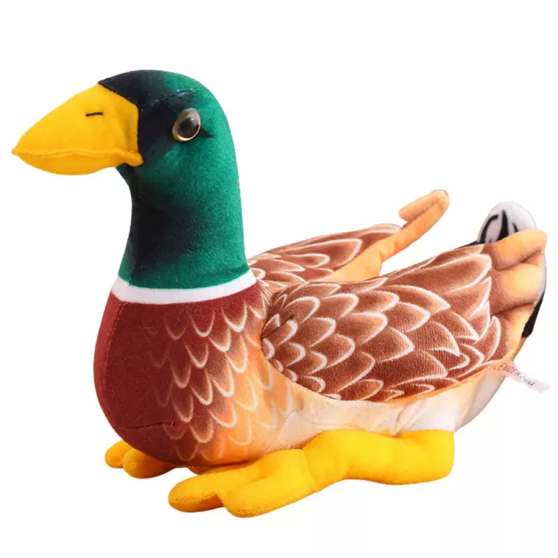 LEAN TOYS Mascota de peluche pato marrón verde 28cm