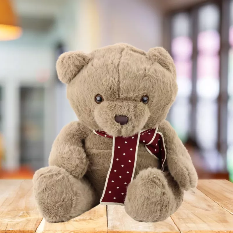 LEAN TOYS Mascota de peluche gran oso de peluche con bufanda marrón claro 45cm