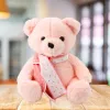 LEAN TOYS Mascota de peluche oso de peluche con bufanda rosa 35cm