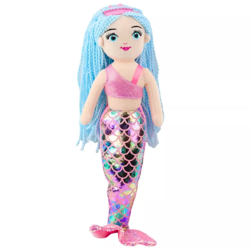 LEAN TOYS Sirena de peluche con cola holográfica rosa-azul 48cm