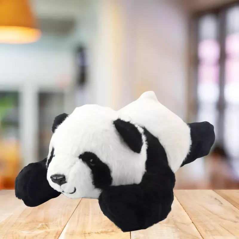 LEAN TOYS Mascota de peluche panda tumbado blanco y negro 30 cm