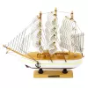 LEAN TOYS Pieza de colección velero de tres mástiles decorativo blanco 24x23cm