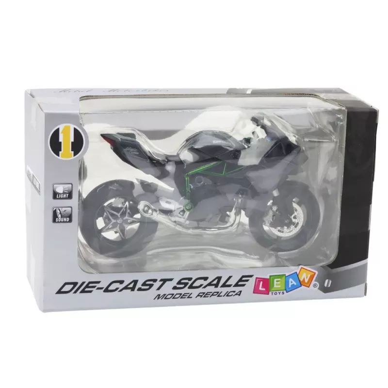 LEAN TOYS Moto deportiva metal luces sonidos Gris 1:12