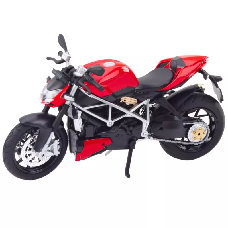 LEAN TOYS Moto deportiva metal luces sonidos elementos plateados Rojo 1:12