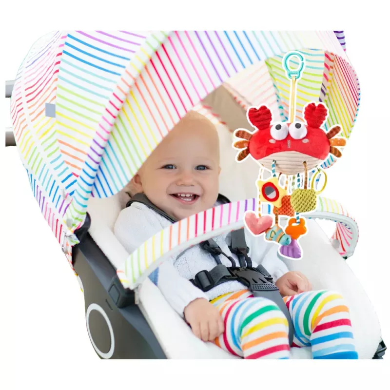 LEAN TOYS Juguete sensorial cangrejo colgador de cuna 9en1