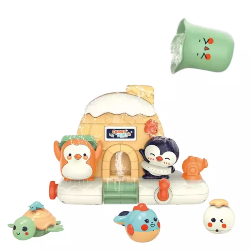 LEAN TOYS Set de juguetes de baño interactivos para niños pequeños - animales marinos