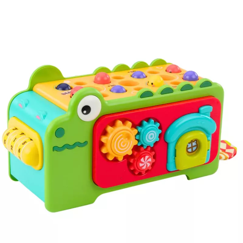 LEAN TOYS Cubo educativo sensorial platillos laberinto cocodrilo