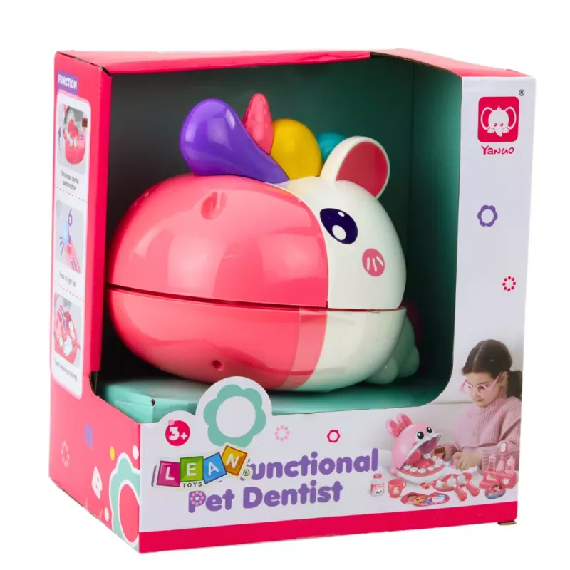 LEAN TOYS Set educativo unicornio dentista doctor dentista Rosa