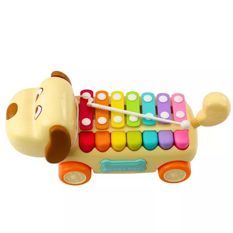 LEAN TOYS Perro de montar con pelvis, orejas móviles, cola y palo atado a una cuerda
