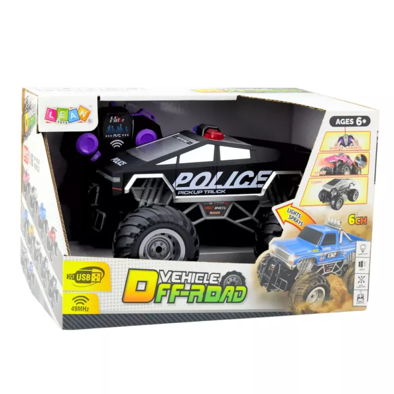 LEAN TOYS Coche policial RC todoterreno mando a distancia Negro 1:16