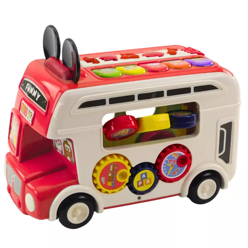 LEAN TOYS Autobús de aprendizaje interactivo encajable con luz y sonido Rojo