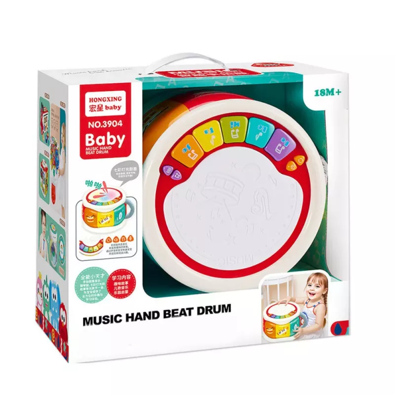 LEAN TOYS Gran tambor de aprendizaje interactivo para niños pequeños, multicolor