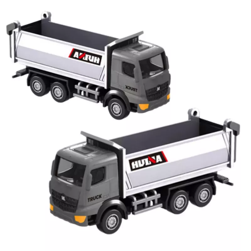 Huina 22731 modelo coleccionable de camión volquete de metal plateado 1:80