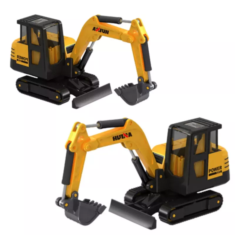 Huina modelo coleccionable de excavadora de metal amarillo 1:80
