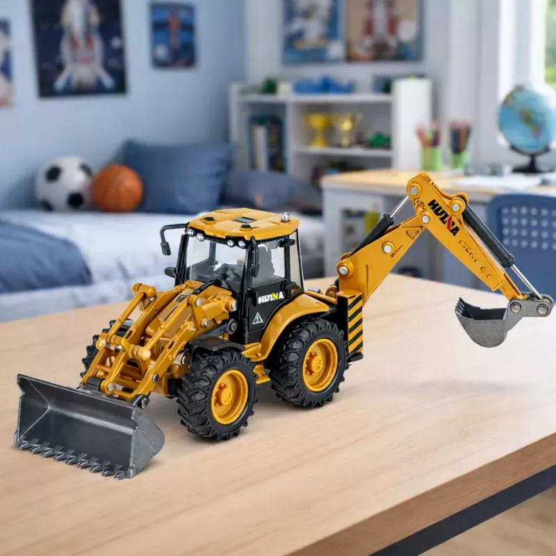 HUINA 1:50 modelo de metal fundido de cargadora telescópica amarillo/negro