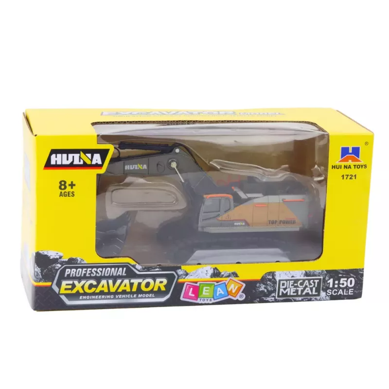 Huina excavadora oruga de metal con cuchara móvil negra 1:50