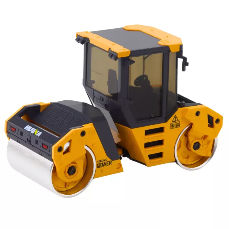 Huina 1:50 rodillo compactador de metal vehículo de obra amarillo
