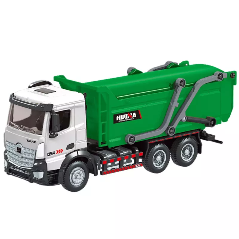 Huina 1:50 camión de basura de fundición verde modelo de aleación de metal