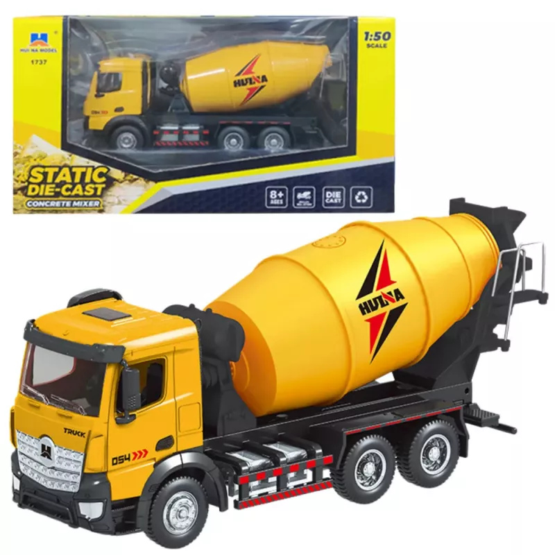 Huina 1:50 camión hormigonera de metal fundido vehículo de obra amarillo