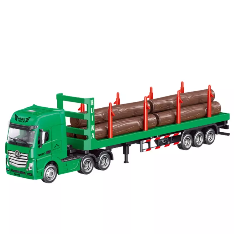 Huina 1:50 transportador de madera de metal modelo de fundición verde