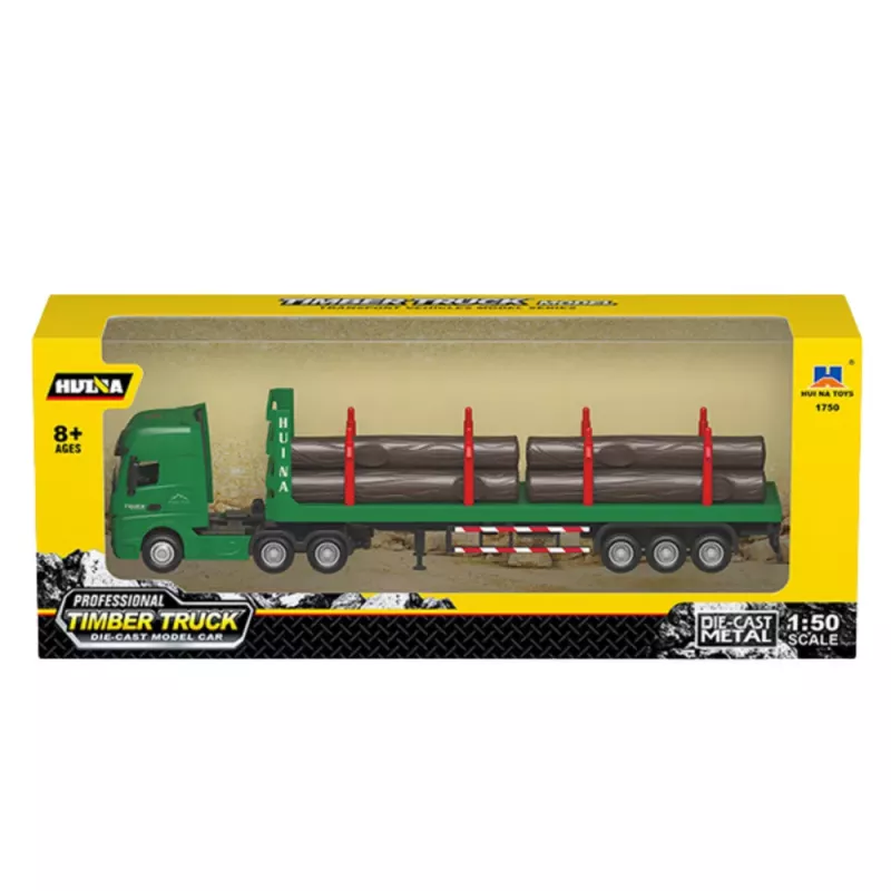 Huina 1:50 transportador de madera de metal modelo de fundición verde