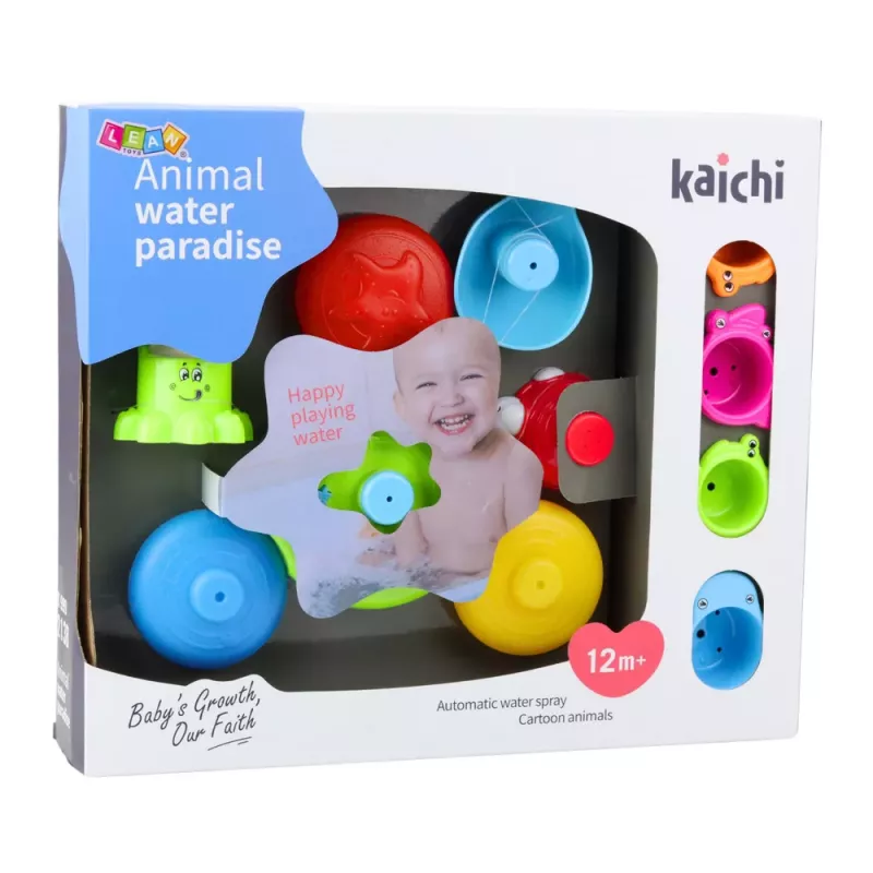 LEAN TOYS set de juguetes de baño interactivos fuente animales vasos