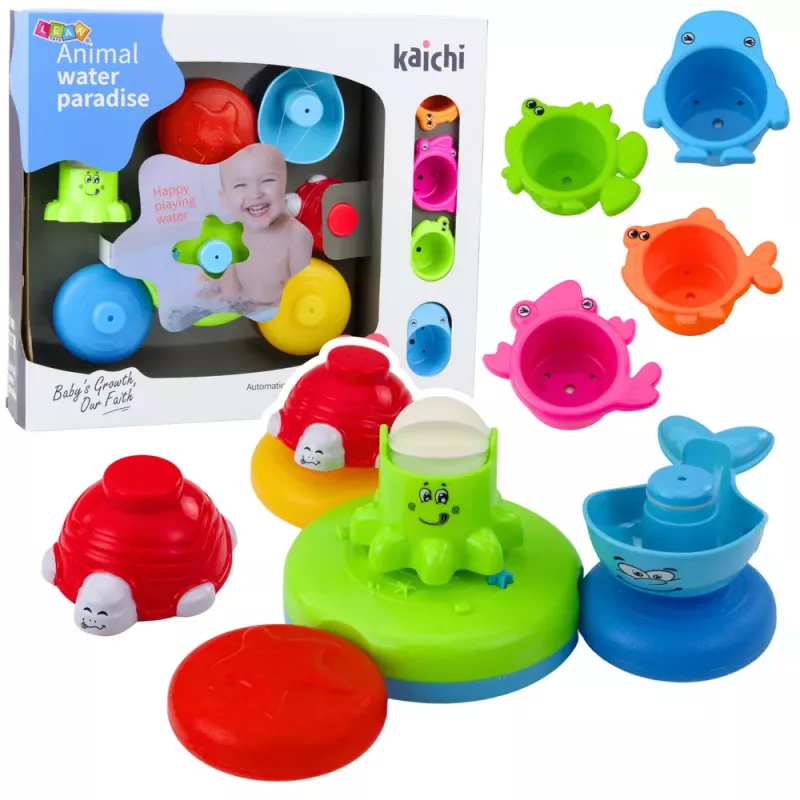 LEAN TOYS set de juguetes de baño interactivos fuente animales vasos