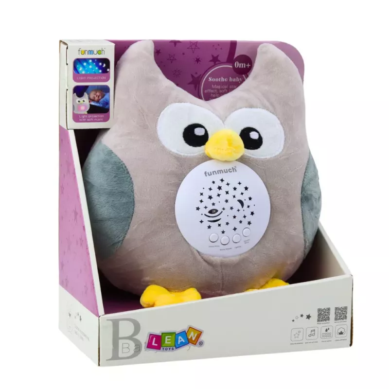 LEAN TOYS peluche búho para dormir con proyector y sonido