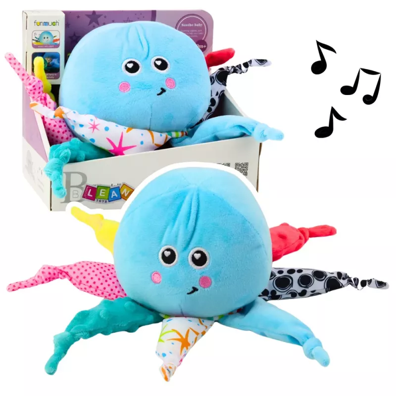 LEAN TOYS peluche pulpo para dormir con luz y sonido, azul