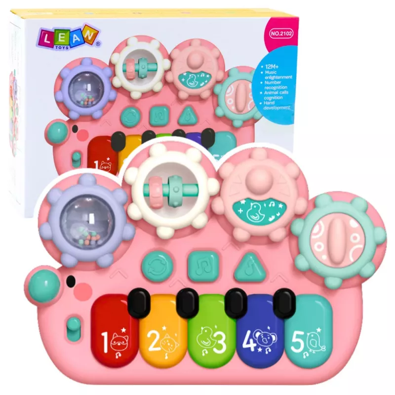 LEAN TOYS Piano interactivo para niños Gears rosa