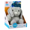 LEAN TOYS Conejo de peluche para dormir con proyector, sonido y sensor de vino - gris