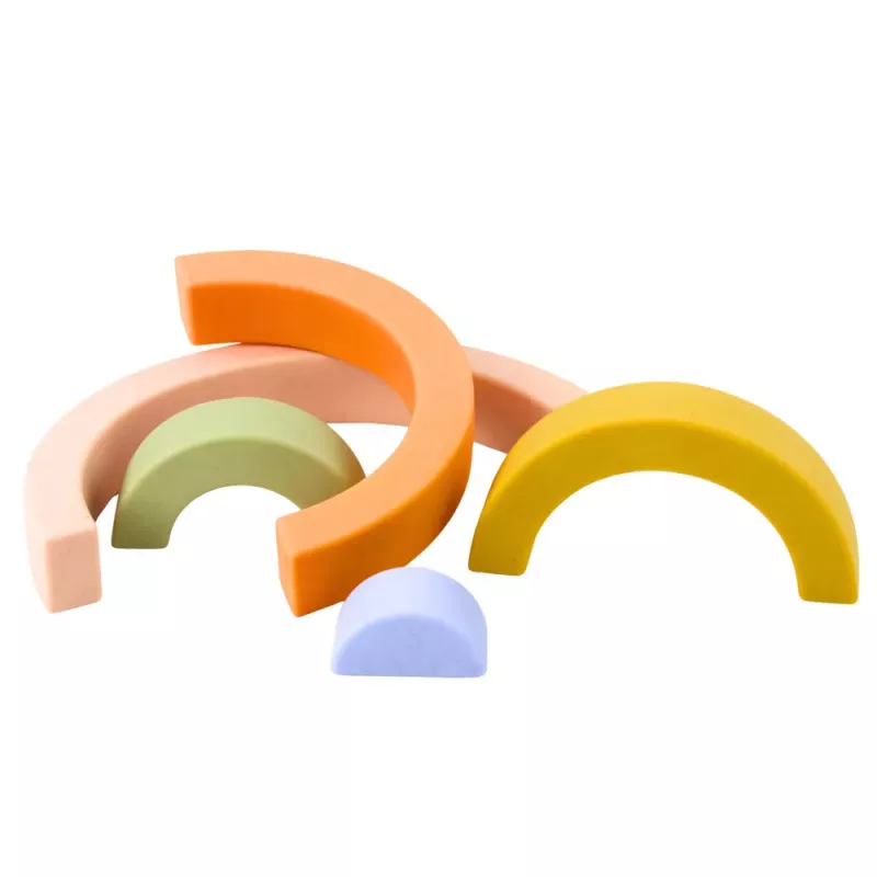 LEAN TOYS Puzzle arcoíris para niños pequeños bloques de goma pastel 5 uds.