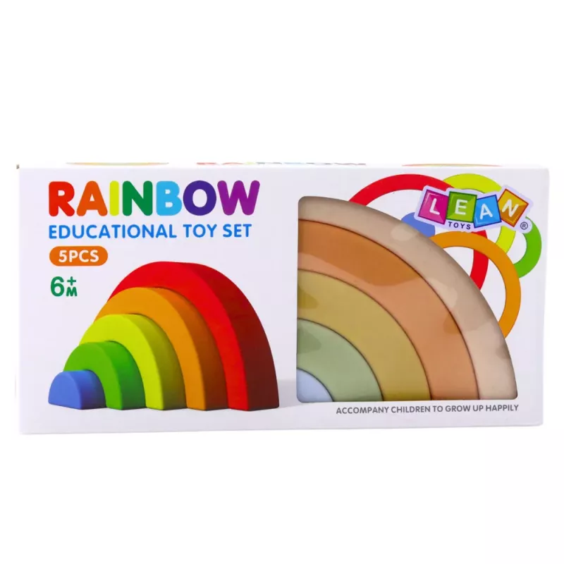 LEAN TOYS Puzzle arcoíris para niños pequeños bloques de goma pastel 5 uds.