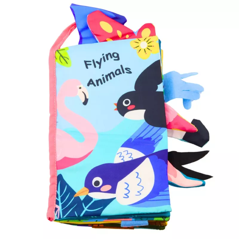 LEAN TOYS Libro sensorial de tela pájaros con sonido y chirrido multicolor